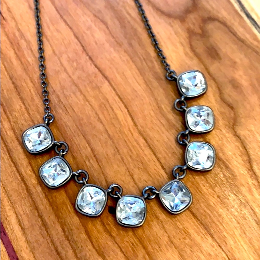 Banana Republic Gunmetal & Crystal Necklace